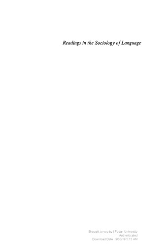 Readings in the Sociology of Language