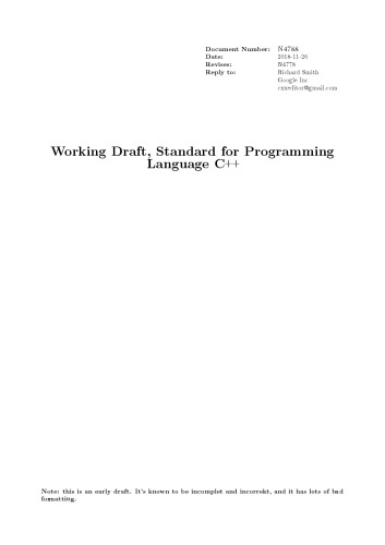 Working Draft, Standard for Programming Language C++
