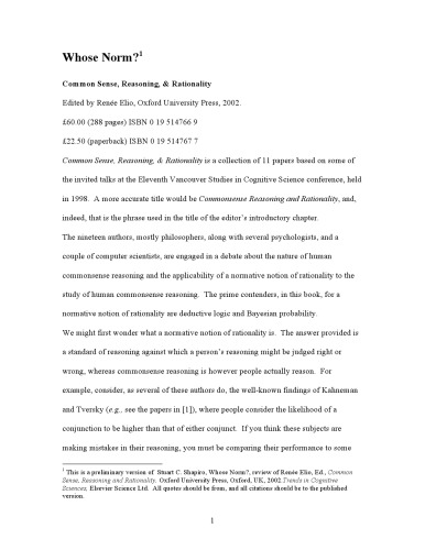 Whose Norm? Common Sense, Reasoning, Rationality
