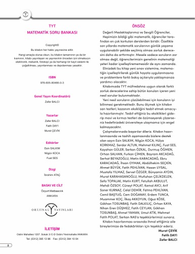 Orijinal Yayınları TYT Matematik Soru Bankası