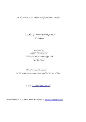 Callen Thermodynamic Manual Solution 2nd Edition