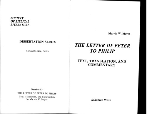 The letter of Peter to Philip: text, translation, and commentary