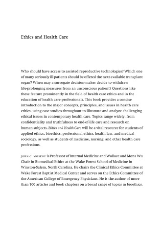 Ethics and health care : an introduction