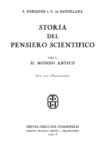 Storia del pensiero scientifico. Volume unico