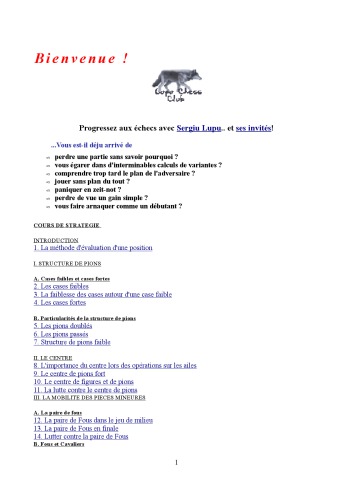 Cours de Strategie (training lessons, French)