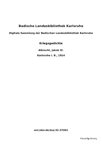 Kriegsgedichte : Deutschland im Weltkrieg 1914