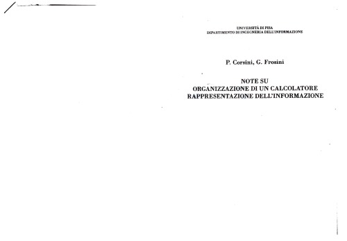 Note su organizzazione di un calcolatore rappresentazione dell’informazione