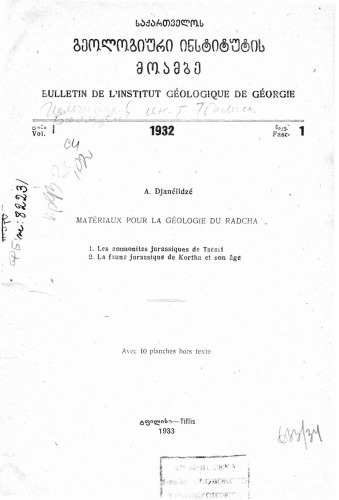 Materiaux pour la géologie du Radcha