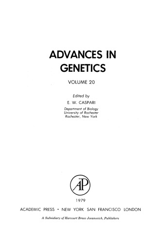 Advances in Genetics, Vol. 20