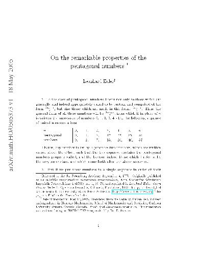 On the remarkable properties of the pentagonal numbers