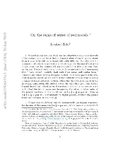 On the sums of series of reciprocals