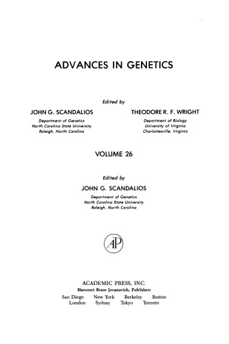 Advances in Genetics, Vol. 26