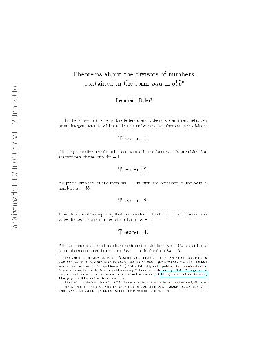 Theorems about the divisors of numbers contained in the form paa ± qbb