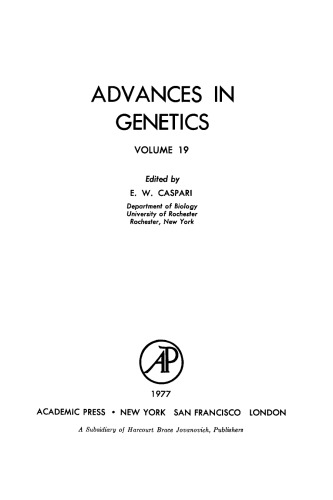 Advances in Genetics, Vol. 19