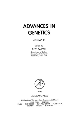 Advances in Genetics, Vol. 21