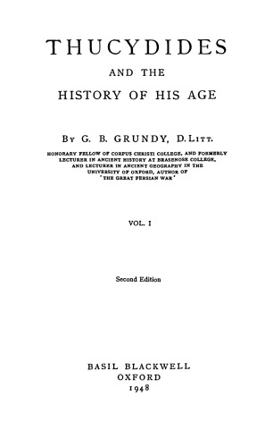 Thucydides and the history of his age, Vol. I