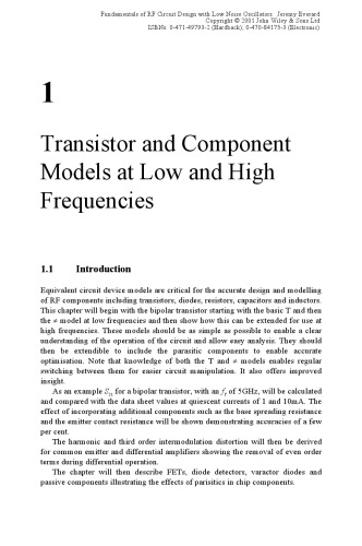 Fundamentals of RF Circuit Design: with Low Noise Oscillators