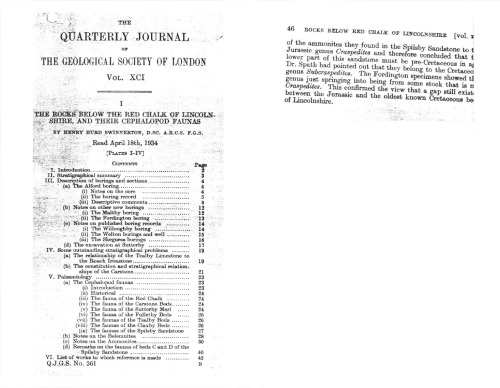 The rocks below the Red Chalk of Linkolnshire and their cephalopod faunas
