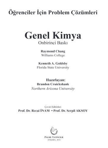 Öğrenciler İçin Problem Çözümleri Genel Kimya