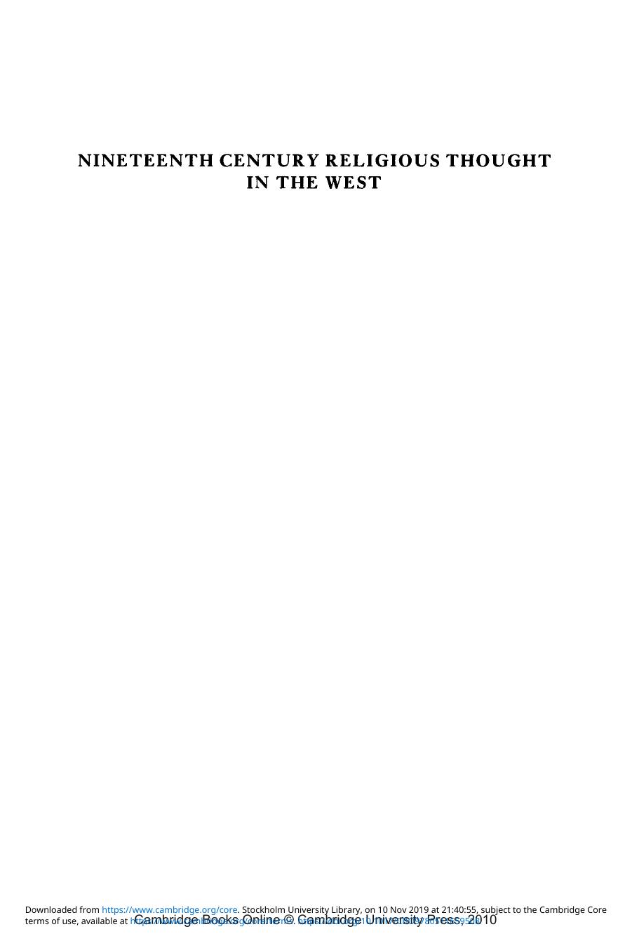 Nineteenth Religious Tought in The West