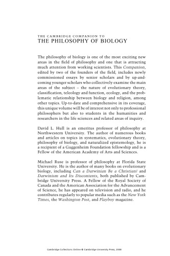 The Cambridge Companion to the Philosophy of Biology