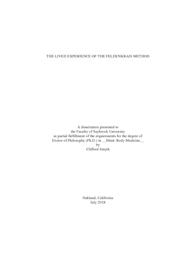 The Lived Expereince of the Feldenkrais Method