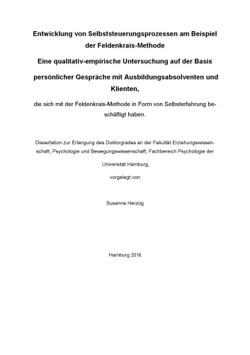Entwicklung von Selbststeuerungsprozessen am Beispiel der Feldenkrais-Methode