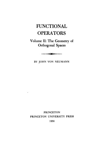 Functional Operators.The geometry of orthogonal spaces