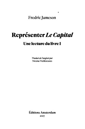Représenter "Le Capital" : une lecture du livre I