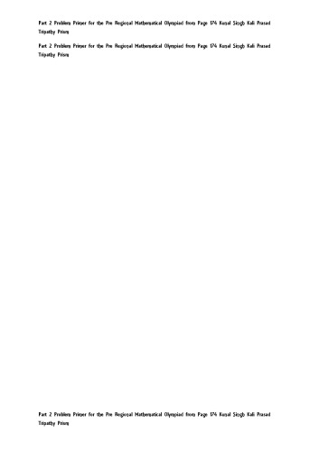 Problem Primer for the Pre Regional Mathematical Olympiad (from Page 174)