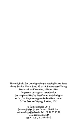 Ontologie de l’être social : l’idéologie, l’aliénation