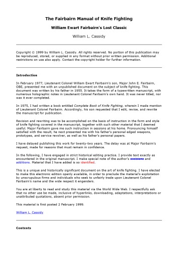 The Fairbairn Manual Of Knife Fighting