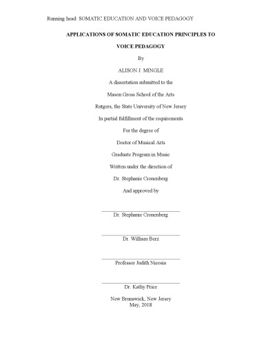 Applications of somatic education principles to voice pedagogy