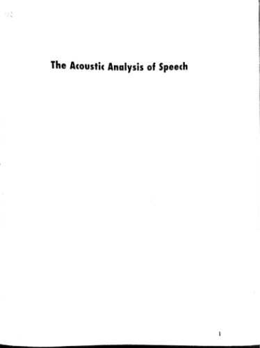 Acoustic Analysis of Speech