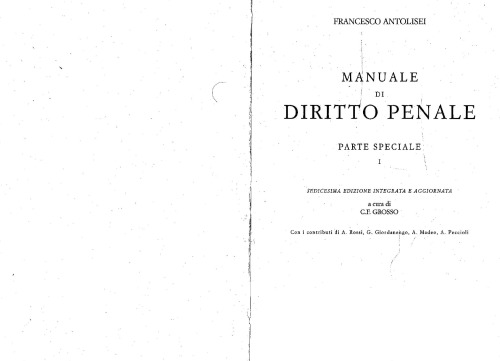 Manuale di diritto penale Parte Speciale I