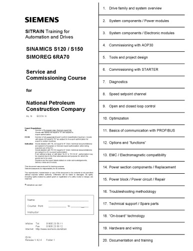 SITRAIN Training for Automation and Drives SINAMICS S120 / S150