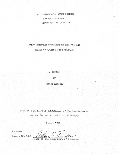 SOLID SOLUTION PHENOMENA IN THE VARIOUS FORMS OF CALCIUM ORTHOSILICATE