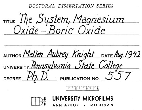 THE SYSTEM, MAGNESIUM-OXIDE--BORIC-OXIDE