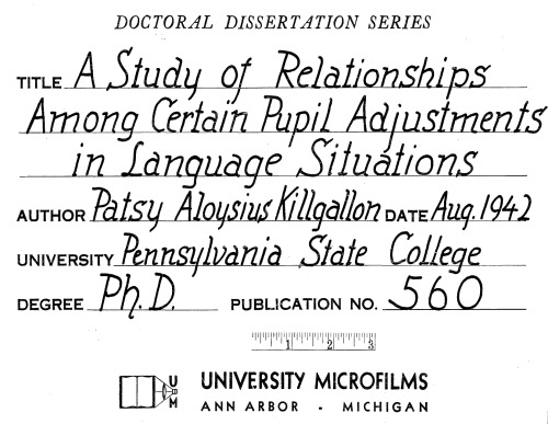 A STUDY OF RELATIONSHIPS AMONG CERTAIN PUPIL ADJUSTMENTS IN LANGUAGE SITUATIONS