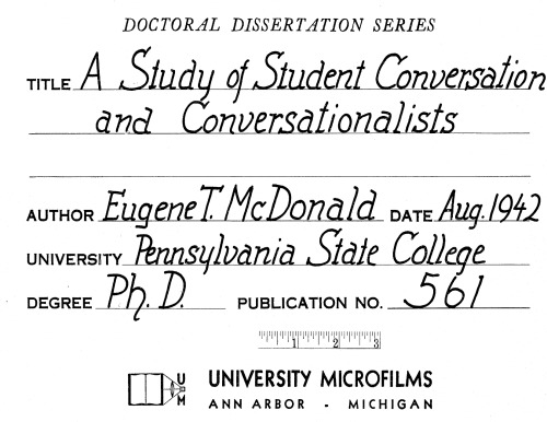 A Study of Student Conversation and Conversationalists