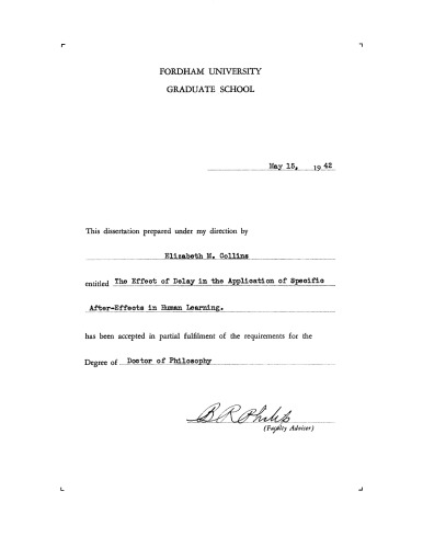 The Effect of Delay in the Application of Specific After-Effects in Human Learning