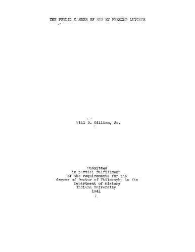 The public career of Robert Perkins Letcher