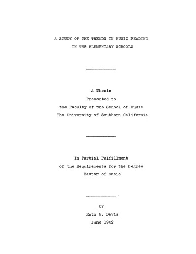 A study of the trends in music reading in the elementary schools