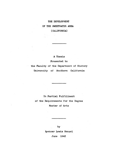 The development of the Sweetwater area (California)