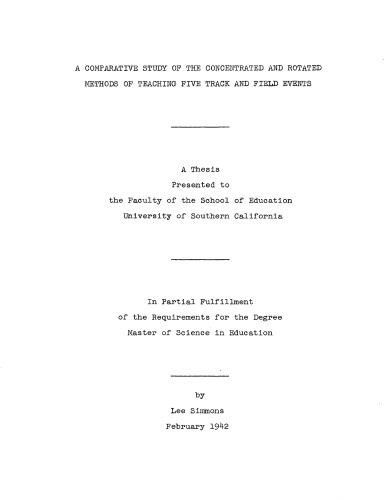 A comparative study of the concentrated and rotated methods of teaching five track and field events