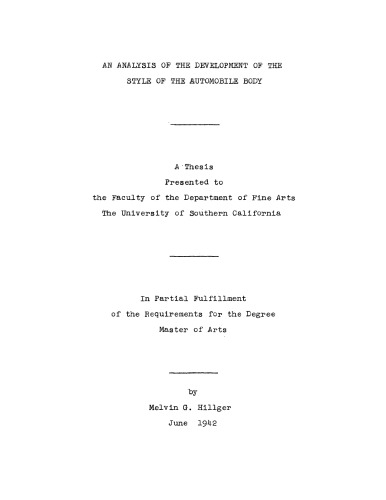 An analysis of the development of the style of the automobile body