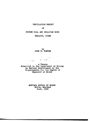 Ventilation Report of Bunker Hill and Sullivan Mine Kellogg, Idaho