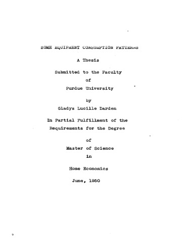 Some Equipment Consumption Patterns