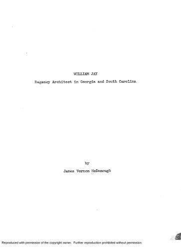 WILLIAM JAY - REGENCY ARCHITECT IN GEORGIA AND SOUTH CAROLINA