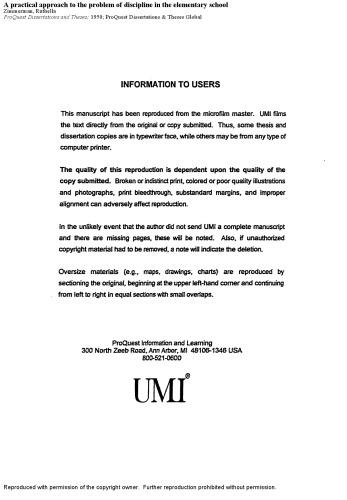 A practical approach to the problem of discipline in the elementary school